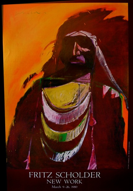 “Fritz Scholder: Sunset Indian” New Work, March 9-28, 1980, The Elaine Horwitch Galleries, Scottsdale, Arizona, Limited Edition Poster, 36 x 24 inches