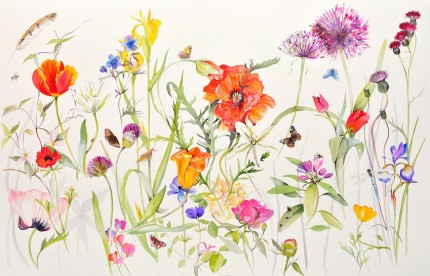 "Early Summer" Watercolour on paper, 30 x 60 inches, Signed in pencil
