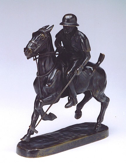 "Art Deco Polo Player" Bronze, 10 x 9 inches, Signed & Numbered. Makers signature and FRANCE marked to the bronze base.