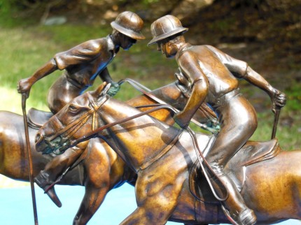 "Two Polo Players" Bronze, 7 ¾ x 21 ½ x 11, Signed