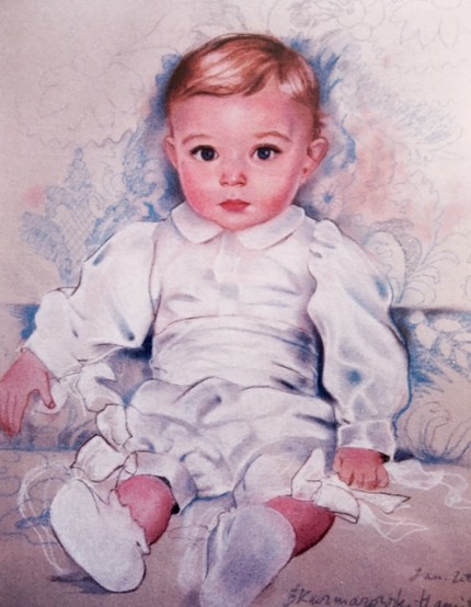 “Barron Trump” 2007, Son of Donald and Melania Trump, Pastel on paper, 26 x 23 inches, Signed