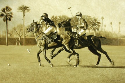 “Polo Times” Oil on canvas, 24 x 36 inches, Signed | This painting is from Empire Polo Club in Indio, CA