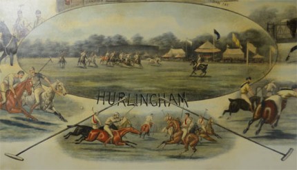 “Polo Cracks, Hurlingham Fores” London: July 2, 1888, Hand-colored lithograph, 18.75 x 27.75, Border: 25.25 x 34 inches, Signed lower right