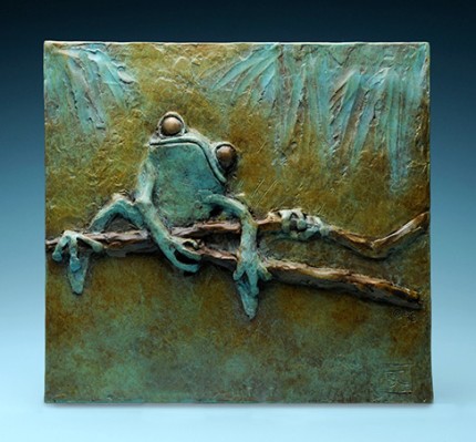 “Grenouille Address Plaque” Bas Relief, 13 x 13 x .25 inches, Bronze - This is designed to be included in interior or exterior wall applications and can be ordered as an address plaque.