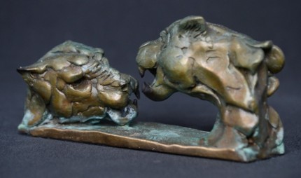 “Leopard Duel” Bronze, Limited Edition: 95, 140 mm Wide