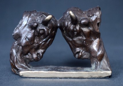 “Rutting Bison” Bronze, Limited Edition: 150, 90 mm Wide