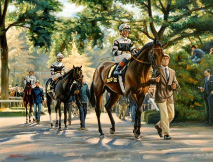 “Golden Moment (Slew O’Gold)” Oil on canvas, 28 x 36 inches, 34.25 x 42.5 inches, Signed & Dated lower left, 1984