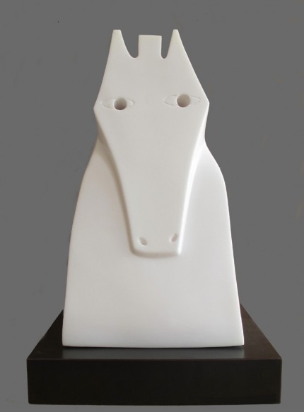 “Equus” 2013, White Marplex, Edition 1 of 12, 15 x 8 x 11 inches, Signed lower back