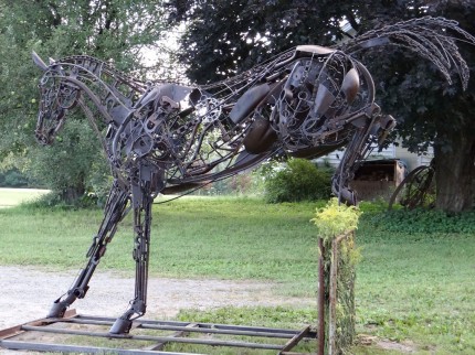 “Free Jumping” Life Size, Found objects & Welded steel, H 8' x L 12' x W 4', Signed