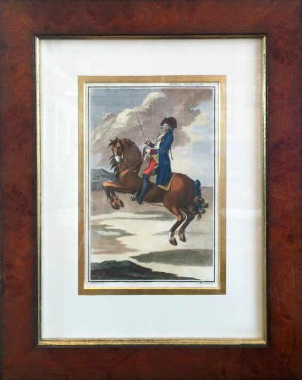 “Antique Dressage I” Hand Coloured Copper Engravings, 11 x 7 inches, 20 x 16 inches, Matted & Framed, Publication: Description du Manege Moderne (London, 1727)