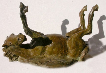 Celou Bonnet, French Contemporary “Rolling Horse” Bronze