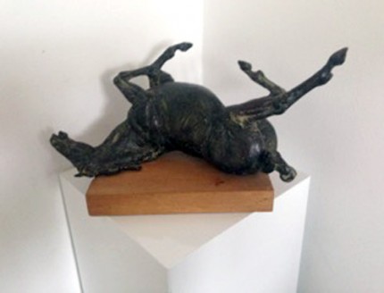Gabriël Sterk, Dutch Contemporary “Rolling Horse” Bronze, 15 x 9 x 7 inches