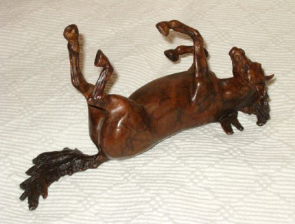 Jacqueline Warren, British Contemporary “Rolling Horse” Bronze, 7.5 x 3.5 inches, Weight: 1.2 kg
