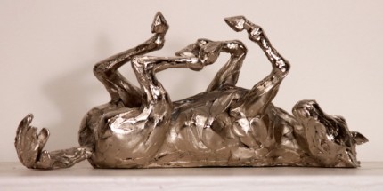 Kate Denton, British Contemporary “Rolling Horse II” Bronze, 10 x 23 x 10 inches, Edition of 12, 2 versions available: 2/12 of the bronze and 3/12 of the nickel plated bronze