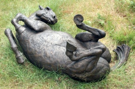 Lucy Kinsella, British Contemporary “Life Size Rolling Horse” Bronze