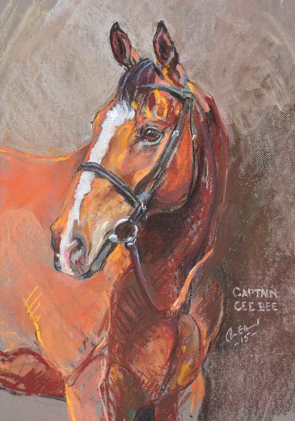 “Racehorse” Pastel on paper
