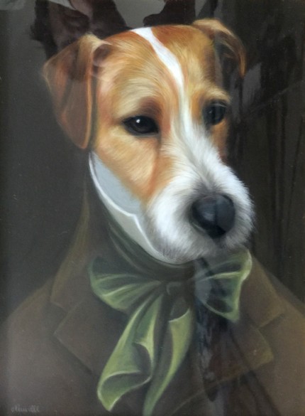 “Fox Terrier” Pastel, 13 x 10 inches, 21 x 17.5 inches, Signed