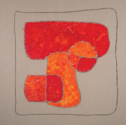 “Fields of Life I” Acrylic & Charcoal on raw linen, 48 x 48 x 2 inches, Signed
