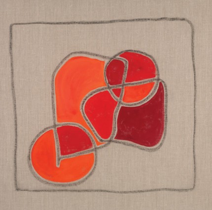 “Fields of Life III” Acrylic & Charcoal on raw linen, 30 x 30 x 1 inches, Panel, Signed