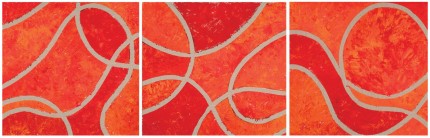 “Cross Roads III” 3 panels, Acrylic on raw linen, 30 x 30 x 11 inches each