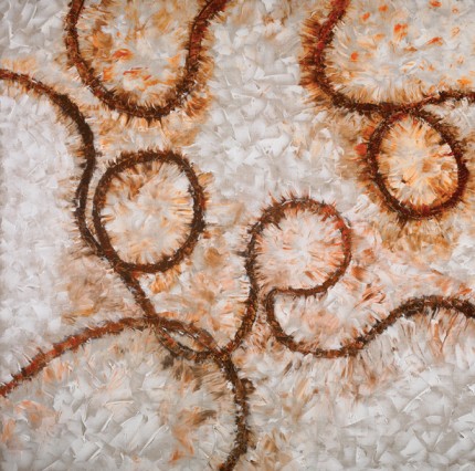 “Cross Roads IV” Acrylic on raw linen, 54 x 54 inches