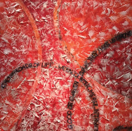 “Cross Roads Make You Strong” Acrylic & Charcoal on raw linen, 30 x 30 inches