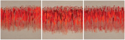 “Rhythm of Life III” 3 panels, Acrylic on raw linen, 30 x 30 x 1 inches