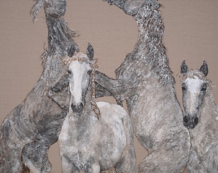 “Tempestuous” Acrylic on raw linen canvas, 60 x 48 inches, Signed