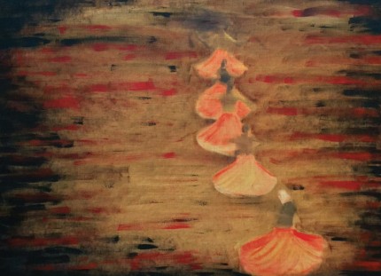 “Dancing in the Dark” Versailles Series, Acrylic & Digital print on belgian linen, 40 x 54.75 inches, Signed