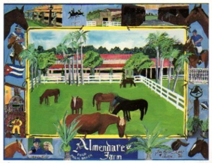 “Almendares Farm” Mixed media on Arches paper, 18 x 24 inches, Signed lower right