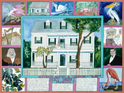 “Audubon House & Gardens, Key West, Florida” Mixed media on Arches paper, 22 x 30 inches, Signed lower right