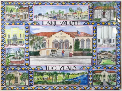 ”Lake Worth, 100 Years” Mixed media on Arches paper