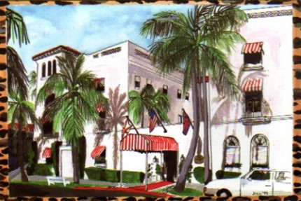 “The Chesterfield Hotel” Mixed media on Arches paper, 18 x 24 inches, Signed lower right