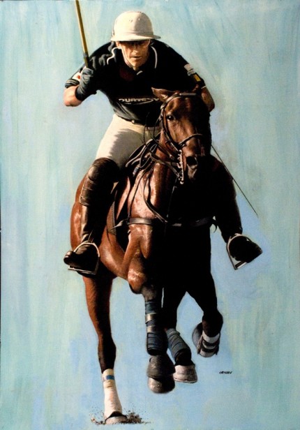 “Full Speed Ahead” Oil on canvas, 34 x 24 inches, Signed