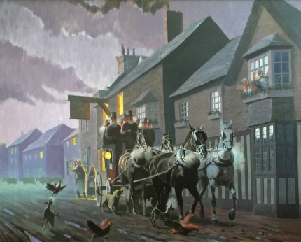 “Hasty Departure” Oil on canvas, 30 x 40 inches, Signed and Dated 1989