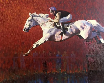 “No. 4 is Airborne” Oil on canvas, 24 x 30 inches, Sighed & Dated 1990