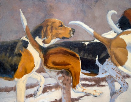 “Winter Hunting” Oil on panel, 16 x 20 inches, Signed