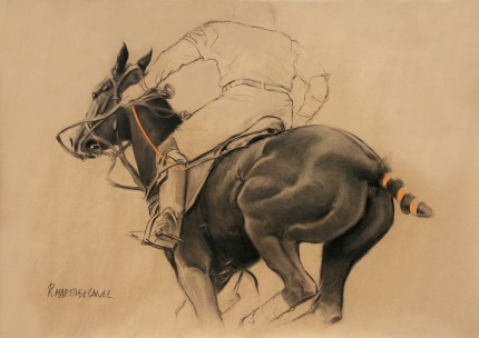 “The Dry Mare” Charcoal & Pastel on paper, 33.5 x 47 inches, Signed