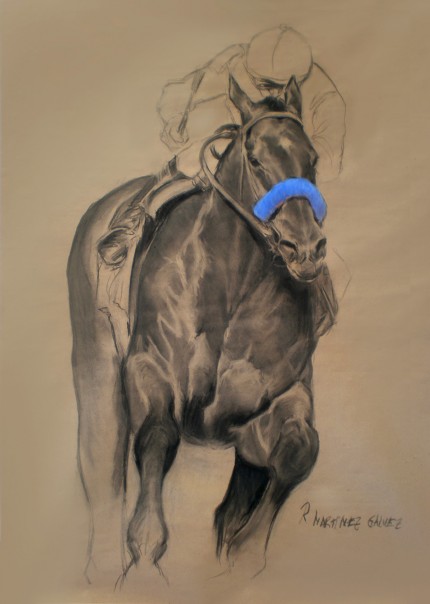 “The Winner” Charcoal & Pastel on paper, 47 x 33.5 inches, Signed