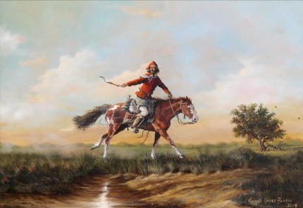 “Chasque Federal” Oil on canvas, Signed & Dated