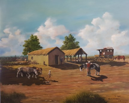 “La Posta” Oil on canvas, Signed