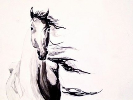 “Avanti” Sumi ink & Charcoal, 16 x 20 inches, Signed