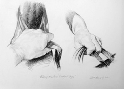“Polo Drawing VI” Charcoal on paper, 11.7 x 16.5 inches, Signed