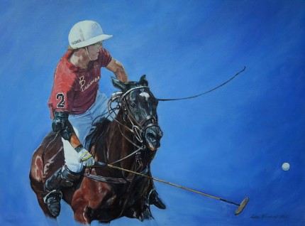 “Gonzalito Pieres” 2012, Oil on Canvas, 30 x 38 inches, Signed & Dated | Featuring Gonzalito playing for La Bamba in Queens Cup in the UK.