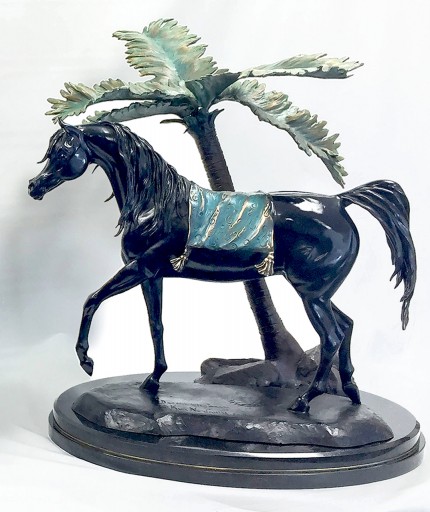 “Desert Elegance with Palm Tree” Master model for life-size bronze, Collectors limited edition of 30, 18 x 21 x 12 inches | The ethereal beauty and elegance of the desert mare is captured for all time in bronze.