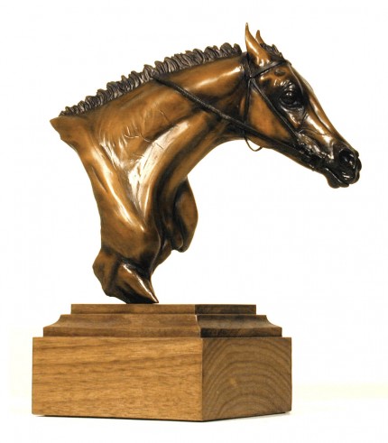 “Race the Wind” Bronze, Edition of 50, 12.25 x 11 x 5 inches | Thundering forward to victory, the mighty stallion races to the finish line seeming to Race the Wind!
