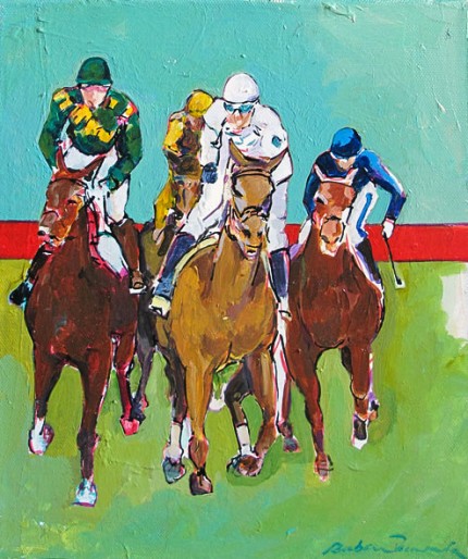“Derby” Acrylic on canvas, 10 x 12 inches, Signed