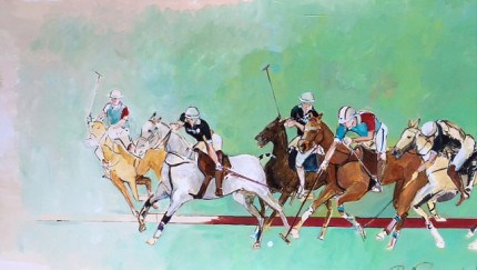 “Polo Argentino II” Acrylic on canvas, 36 x 60 inches, Signed