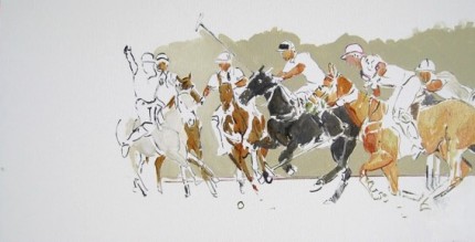 “Polo IV” 2014, Oil on canvas, 15 x 30 inches, Signed