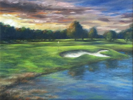 “Dawn, Hickory Hills, OH #13” Oil on canvas, 12 x 16 inches, 20 x 24 inches, Signed lower left